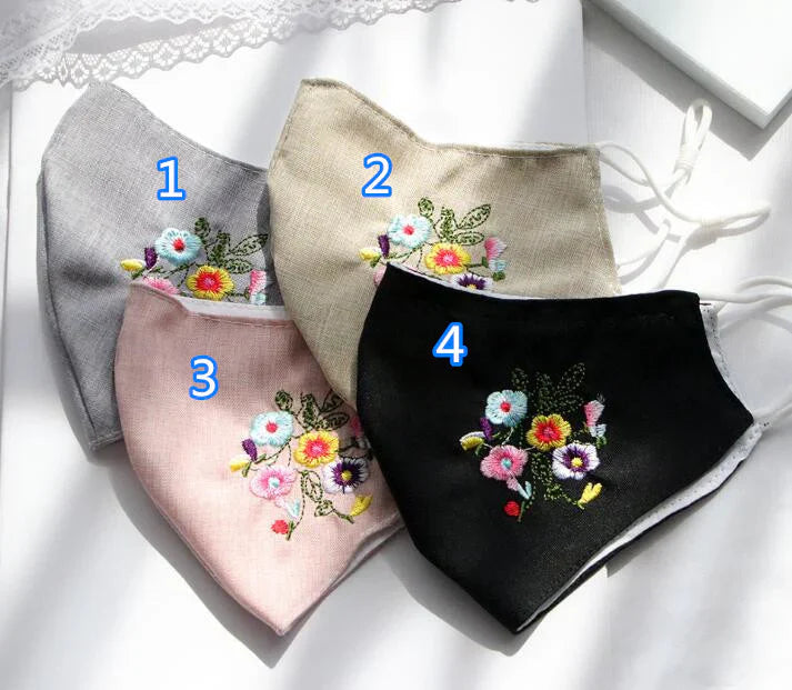 【ランダム発送】秋冬春 刺繍うファッションマスク 防寒　洗える 布　立体 防塵　美人 マスク 綺麗 大人用 秋冬新作 おしゃれ（1枚）