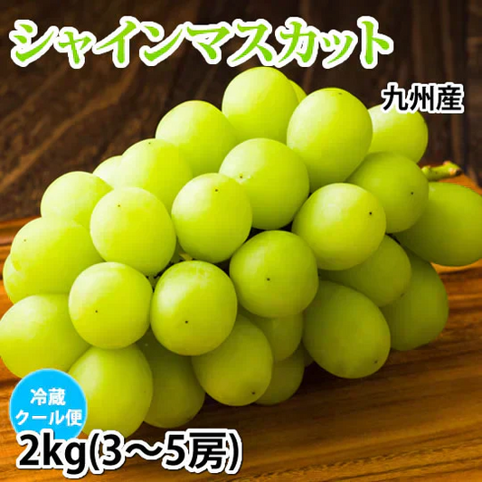 〈クール便でお届け〉 シャインマスカット ぶどう 送料無料 2kg 3〜5房 九州産 マスカット 葡萄 ブドウ