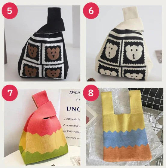 【3】【同柄2個セット】【予約商品・発送時期は商品説明に記載】ニット バッグ ニットバッグ 同柄 2個セット マルシェバッグ ニット トートバッグ 縦型 クロシェ編み かぎ針 ハンドバッグ マルシェ 韓国 ミニバッグ ミニバッグ 送料無料 ギフト プレゼント