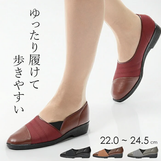 【ブラウン 24.0cm】カジュアルタウンシューズ レディース 軽量 痛くない 柔らかい ウォーキングシューズ ゆったりのびらく 軽量タウンシューズ