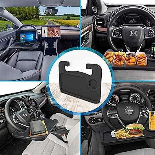 車用 ハンドル テーブル 車載テーブル 車内用 簡易テーブル 車載用 ノートパソコン タブレット 食事台 作業台 パソコンテーブル 両面使えるデスク w252A(ブラック)