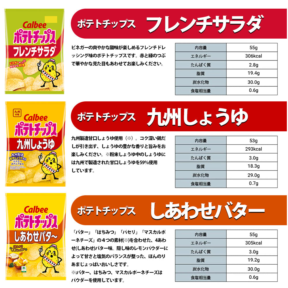【 送料無料 】 カルビー ポテトチップス 6種類 ×各2個 12袋 食べ比べ 詰め合わせ アソート セット  ( うすしお コンソメパンチ のりしお しあわせバター フレンチサラダ 九州しょうゆ ) まとめ買い