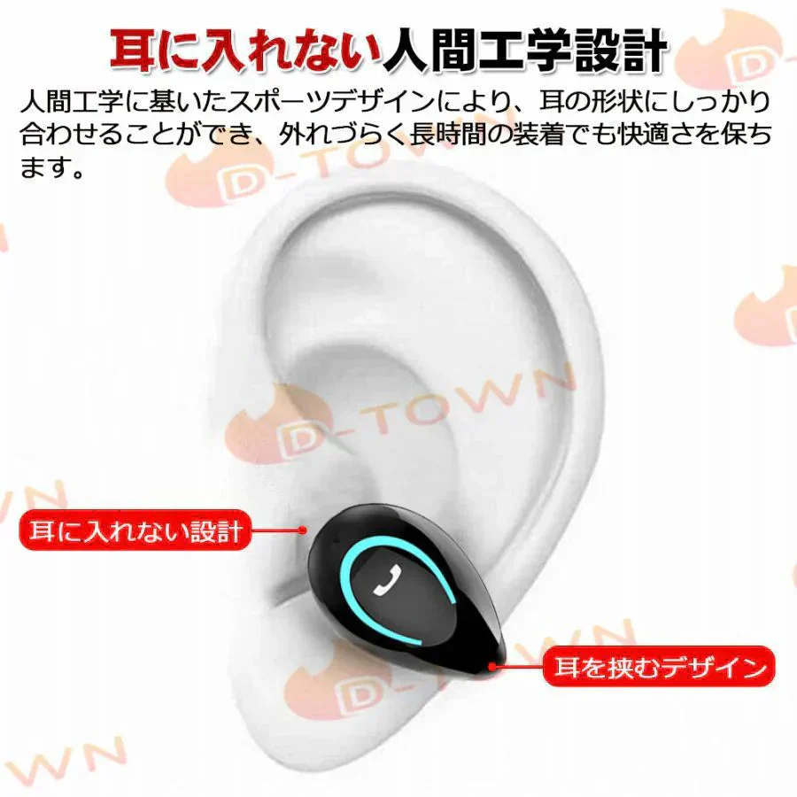 即納 イヤホン PSE認証　耳を塞がない 片耳 ワイヤレス bluetooth 5.0 ランニング オープンイヤー ワイヤレスイヤホン ジョギング イヤーカフイヤホン 耳掛け式 s025C(ホワイト)