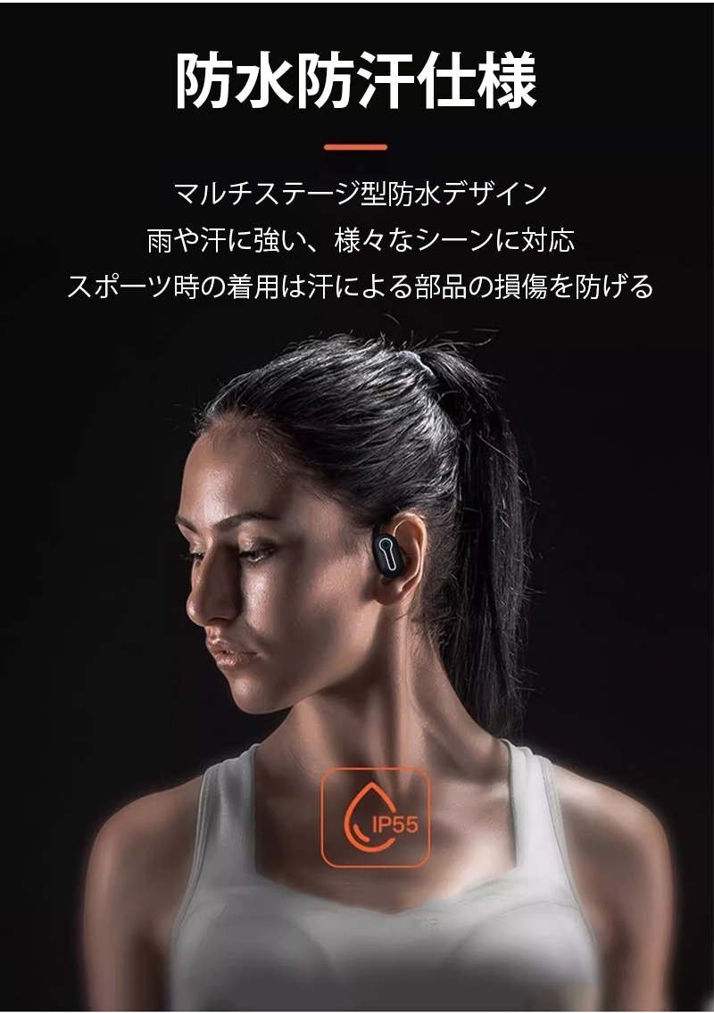 ワイヤレスイヤホン 耳かけ式 Bluetooth5.3 防水防汗 360°回転可能 HiFi高音質 安定装着 クリア通話 低遅延 長時間持続 小型軽量 自動ペアリング ENC通話 s105B(ホワイト)