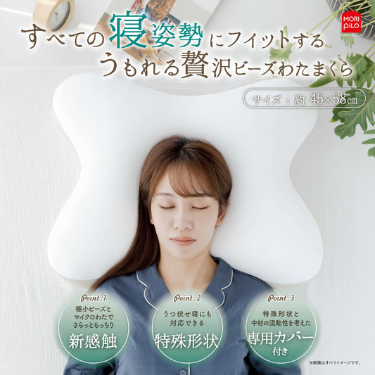 うもれる贅沢ビーズわたまくら 専用カバー付