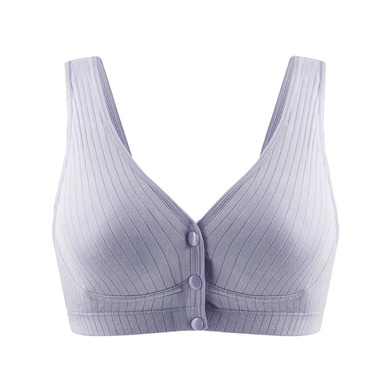 ブラジャー グレー XXLサイズ 授乳ブラ ベスト型 哺乳用 インナー 前開き ノンワイヤー ナイトブラ コットン  妊娠 出産 下着 肌着 育児 マタニティ 通気 ボタン片手開閉 綿