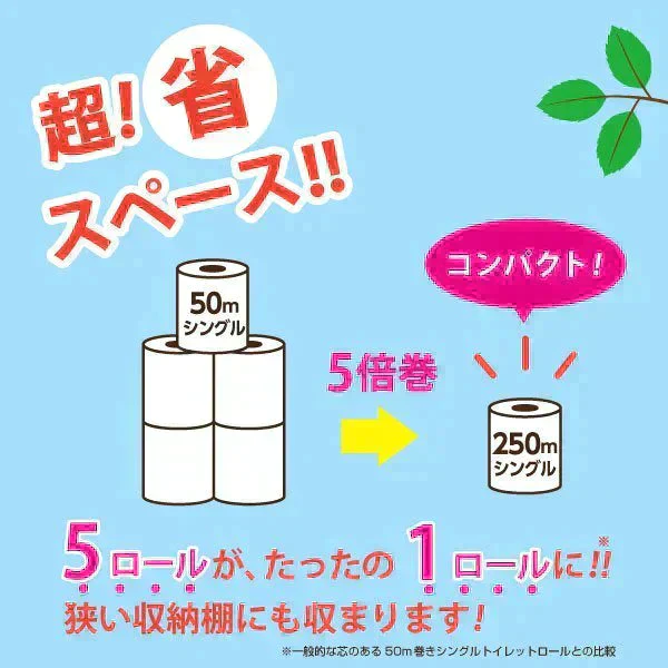 トイレットペーパー 丸富製紙 ペンギン芯なし 超ロング250m 再生紙 シングル 4ロールＸ8パック