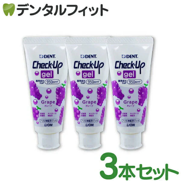 歯磨き粉 ライオン チェックアップ ジェル グレープ 3本セット (60g/本)【メール便送料無料】 歯科用