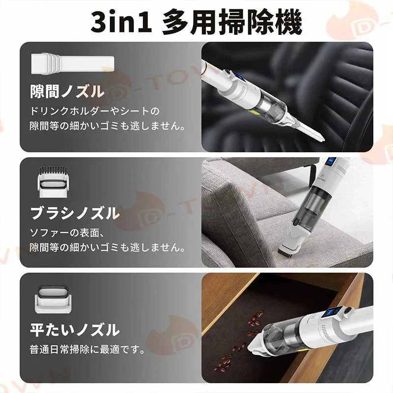 即納商品 パワフル家庭用掃除機 車載掃除機  PSE認証 ハンディクリーナー コードレス サイクロン 充電式 ミニ掃除機 乾湿両用 軽量 小型 強力 置くだけ充電