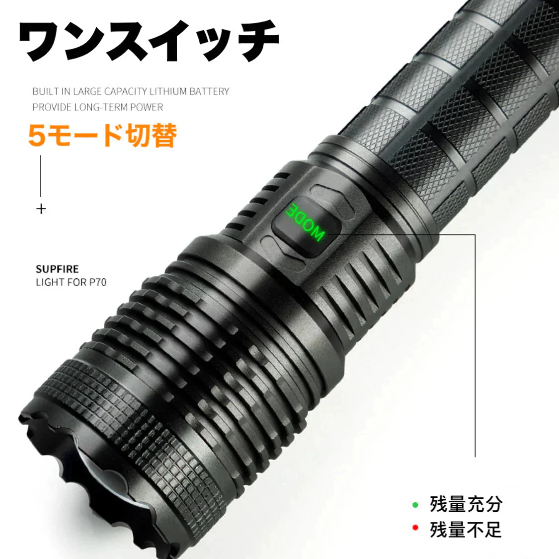 懐中電灯 LED懐中電灯 ハンディライト 充電式 超強力 ズーム 多モード 小型 軍用 作業灯 充電池付き　乾電池使用可 停電 防水 防災対策 最新仕様！LEDライト 懐中電灯　ズーム機能 フラッシュライト 爆光 強力 防災グッズ 強力 防水 コンパクト(w020)