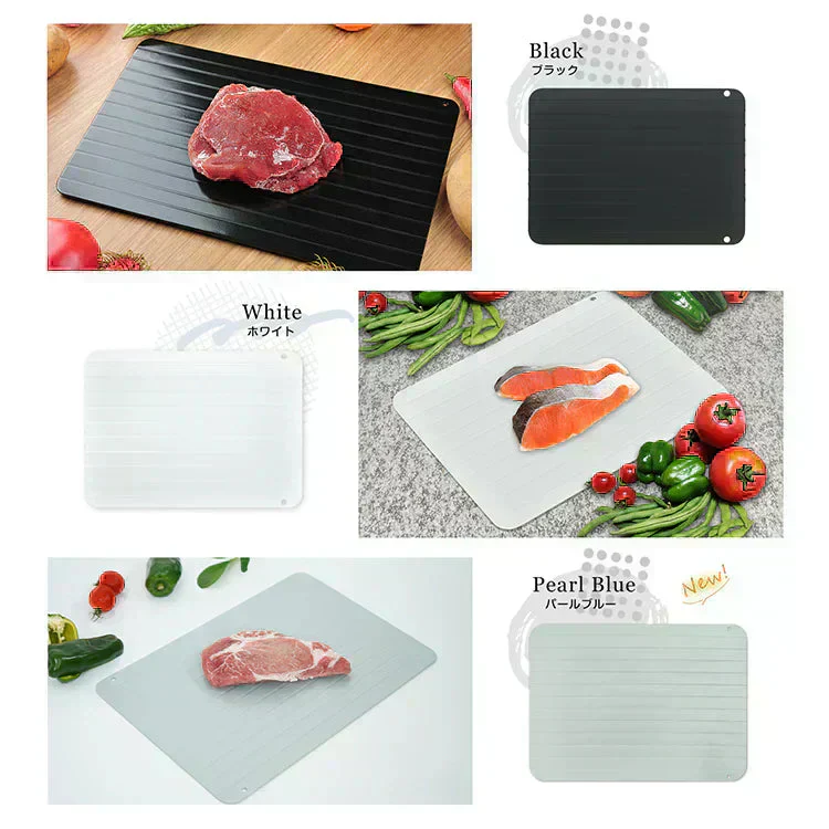 解凍プレート 「ブラックMサイズ」 急速解凍 解凍用プレート 解凍板 解凍 解凍皿 肉 魚 冷凍食品 エコ 時短 時間短縮 便利グッズ 超薄型 キッチン 家庭用