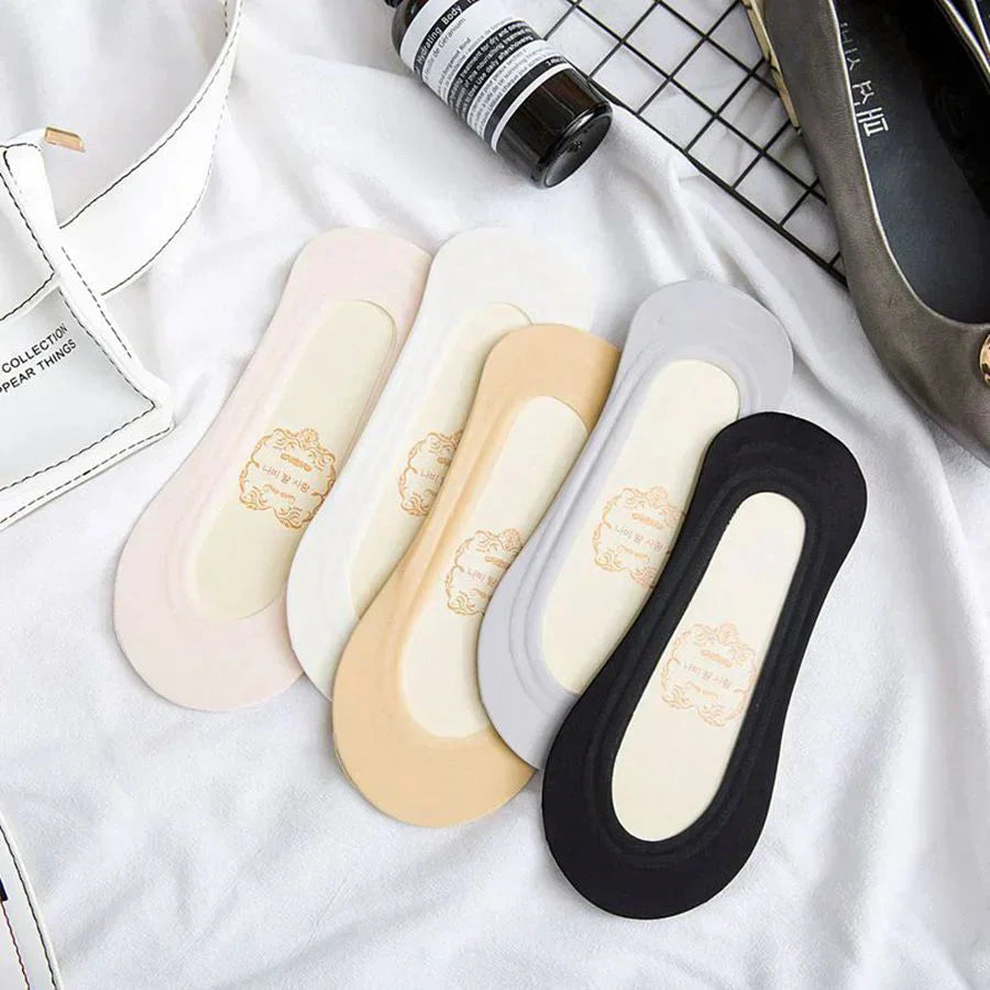 【5足セット グレー 送料無料】フットカバー ソックス 5足セット 靴下 レディース 脱げない 浅履き 超極浅 かかとすべり止め付き フットカバーソックス お得な5足セット 送料無料