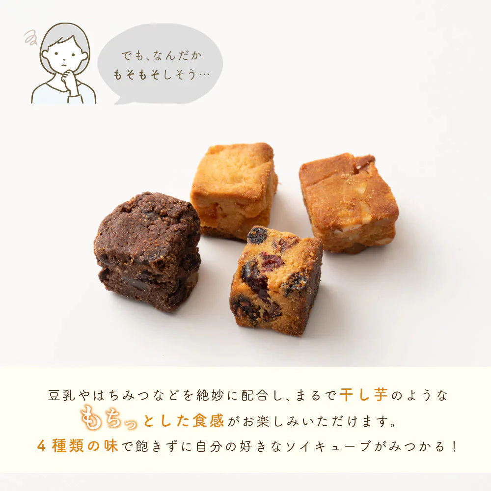 小麦粉不使用 ソイキューブ(4種ミックス) 【10袋】(100g×10袋) SOYCUBE 大豆菓子 おから グルテンフリー 小低GI 低糖質 糖質制限 小腹サポート 食物繊維