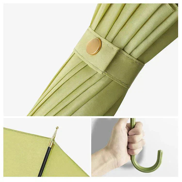 スライドケース長傘 「グリーン」 晴雨両用 16本骨 撥水カバー付き 耐強風 撥水 梅雨対策 メンズ レディース おしゃれ ジャンプ 便利 機能 車 電車 プレゼント