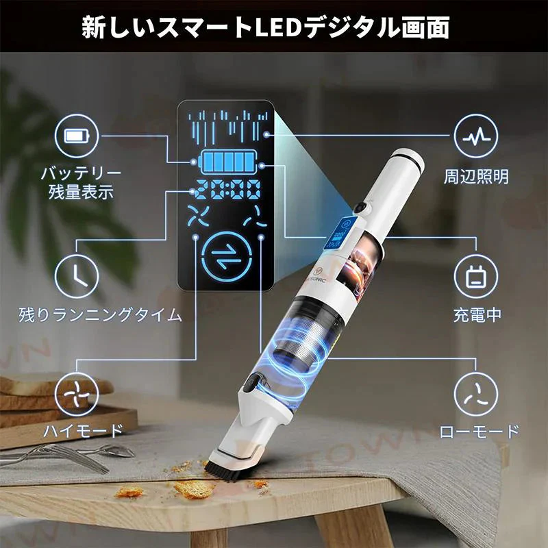 即納商品 パワフル家庭用掃除機 車載掃除機  PSE認証 ハンディクリーナー コードレス サイクロン 充電式 ミニ掃除機 乾湿両用 軽量 小型 強力 置くだけ充電