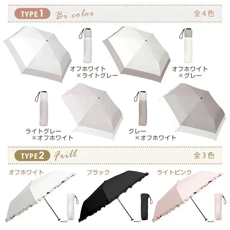 【予約・6月上旬に順次発送】日傘 「タイプ2・ブラック」 軽量 折り畳み 晴雨兼用 遮光100% 完全遮光 UVカット 折りたたみ傘 フリル 日差し 紫外線 日焼け防止 レディース 内側黒 梅雨 熱中症
