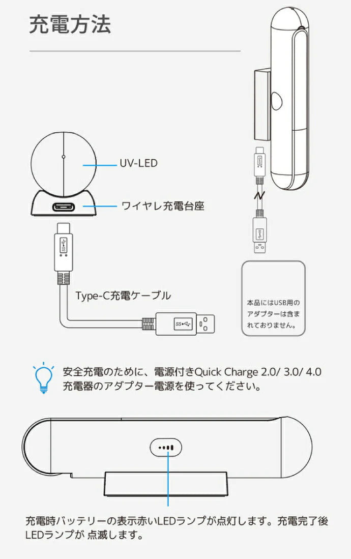 折り畳み式 音波振動歯ブラシ UTC600 モバイルソニック ホワイト 自動UV-C除菌 電動歯ブラシ UV除菌 携帯用 ワイヤレス充電【メール便送料無料】