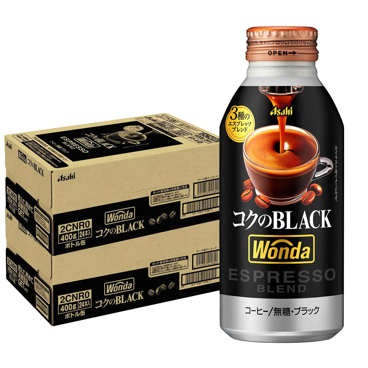 アサヒ飲料 ワンダ コクのブラック ボトル 缶 400g×2ケース/48本