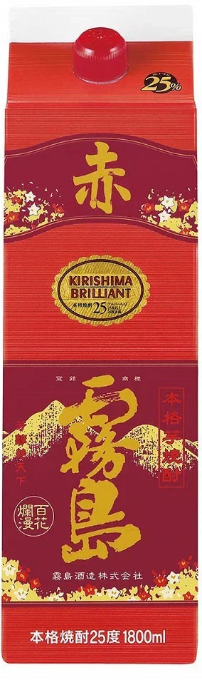 【送料無料】霧島酒造 赤霧島 芋 25度 パック 1800ml 1.8L×12本【北海道・沖縄県・東北・四国・九州地方は必ず送料が掛かります】