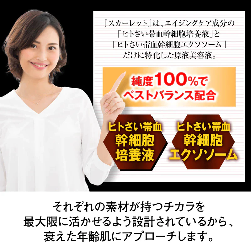 スカーレット プレミアムリバイタリスタ 30mL Wヒトさい帯処方 ヒトさい帯血幹細胞培養液 ヒトさい帯血幹細胞エクソソーム 原液美容液 シワ シミ たるみ
