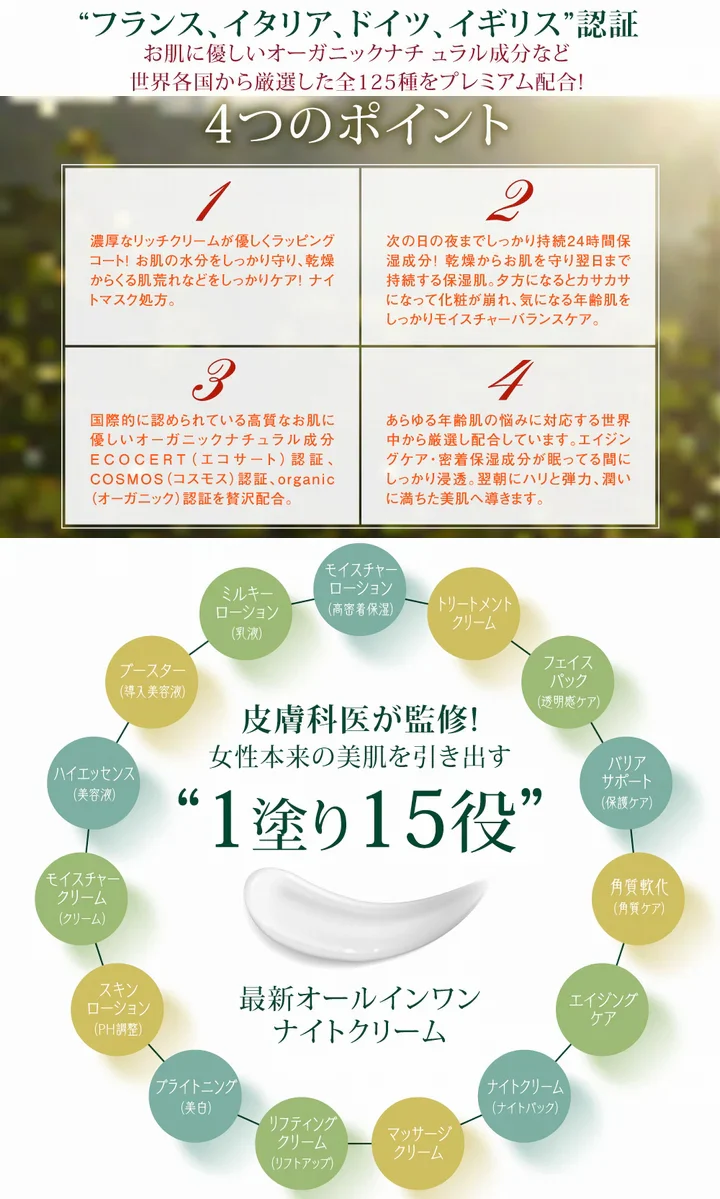 【送料無料 ポスト投函】アルビアンス ナイトクリーム ※定形外郵便(ポスト投函)にてお届け《５０ｇ、オールインワン》