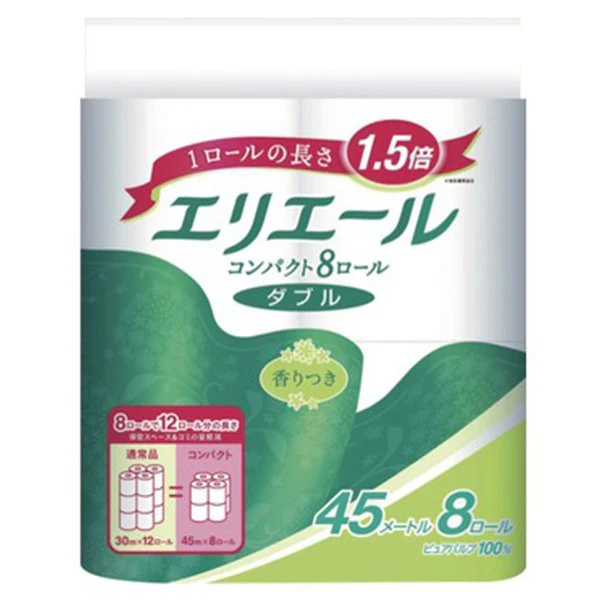 トイレットペーパー エリエール コンパクトダブル 香り付き ダブル45m 8ロールＸ8パック