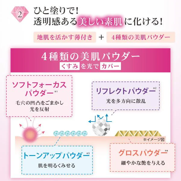 エミルモアWSファンデーション 化粧下地 パウダー不要 ウォータープルーフ トーンアップ フェイスパウダー