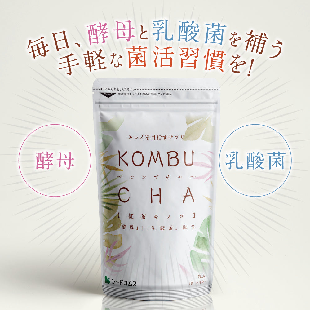 コンブチャ《約3ヶ月分》ダイエット サプリ サプリメント 美容 健康 酵素 乳酸菌  紅茶キノコ 酵母 ビタミンD 葉酸 ビタミンC ビタミンB 大豆ペプチド コンブ【大容量】【ご新規さん限定商品】