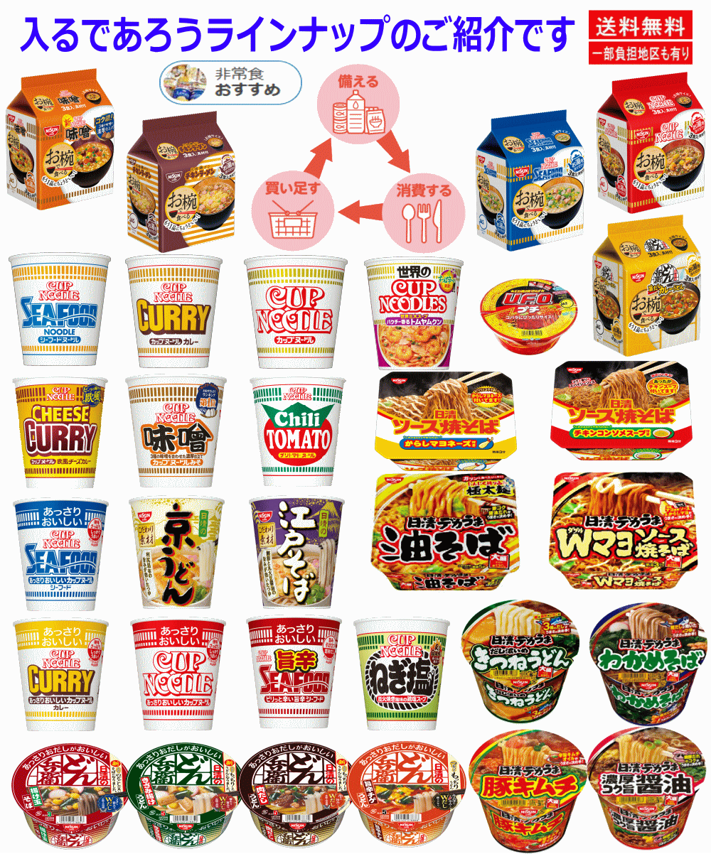 【カップ麺】【災害時に役立つ保存食特集】 お食事シーンに合わせたローリングストック 袋麺からデカ盛りまでの カップラーメン 焼きそば カップヌードル 日清食品 38食セット