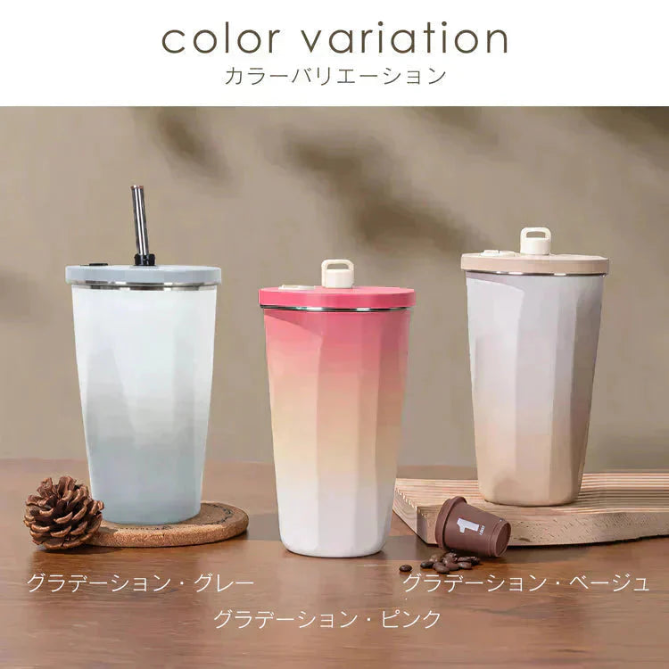 タンブラー 「インディゴ」 蓋付き ストロー付き 水筒 600ml 大容量 保温 保冷 こぼれない コーヒーボトル マグボトル ステンレス 真空断熱 持ち運び