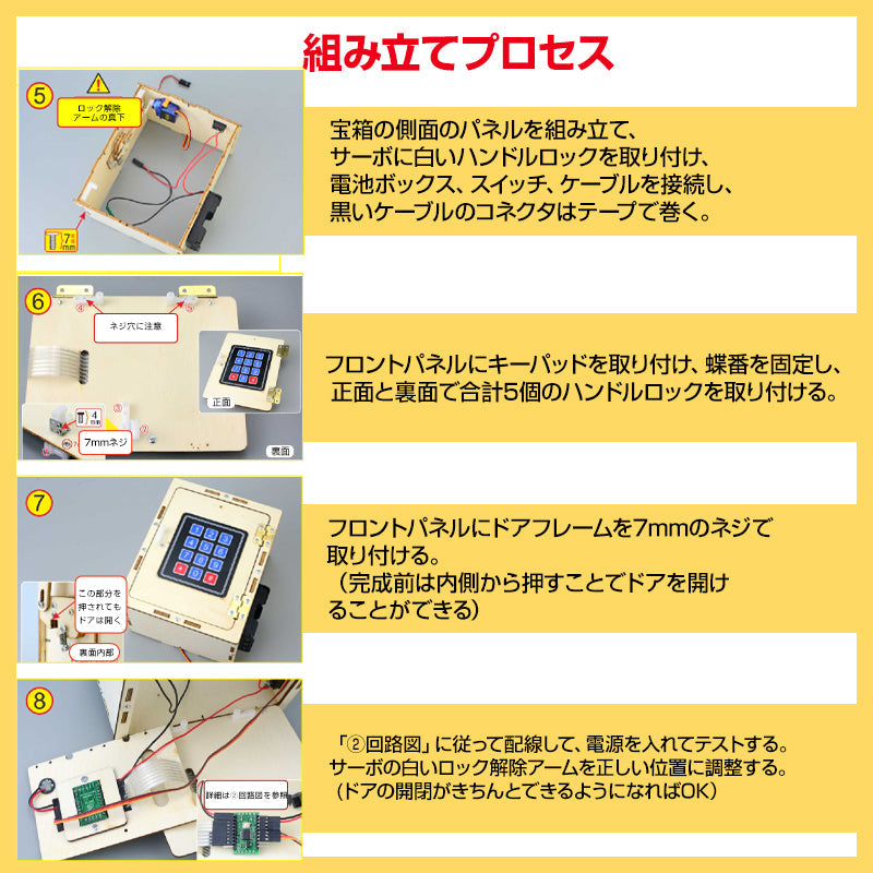 子供用 パスワード付き宝箱 組立キット 宝石箱 金庫 秘密 ミニロッカー 貯金箱 収納ボックス 工作 おもちゃ 小物入れ プレゼント 知育玩具 夏休み