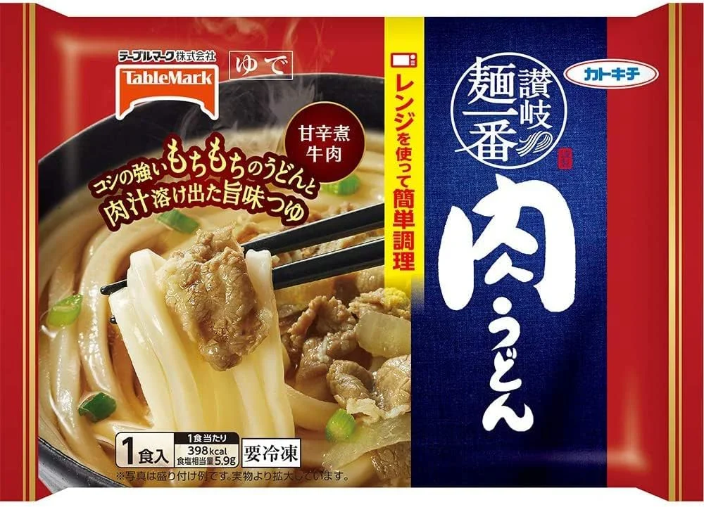 【新発売】 冷凍食品 テーブルマーク 肉うどん きつねうどん カレーうどん 海老天うどん かけそば 焼きおにぎり 7袋セット 七味唐辛子付き