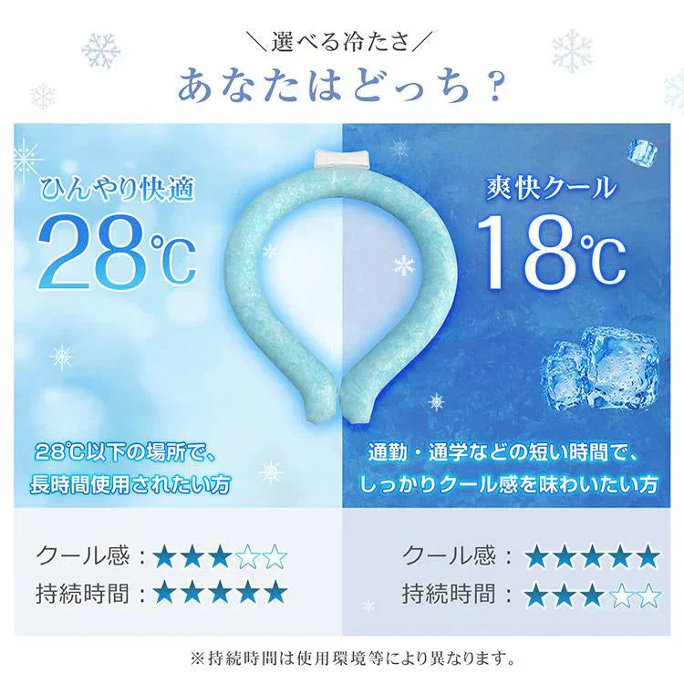 【Sサイズ・28度・ライトブルー】 爽快リング  ネッククーラー クールリング アイスネックリング ひんやり 接触冷感 18℃ 28℃ 首冷却 熱中症対策 首掛けリング 省エネ