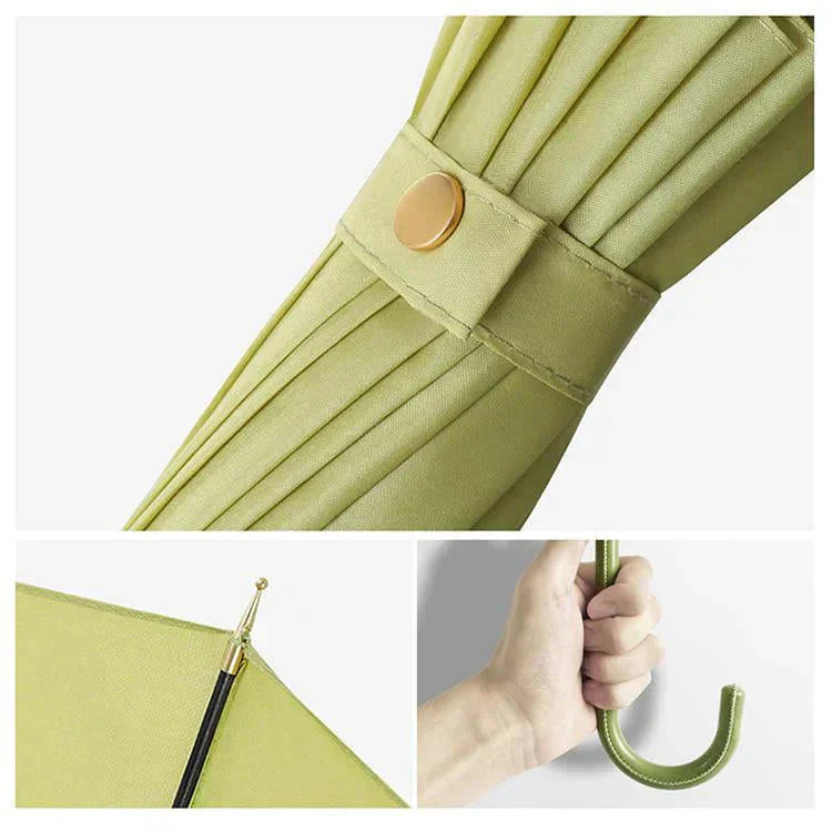 スライドケース長傘 「ブラック」 晴雨両用 16本骨 撥水カバー付き 耐強風 撥水 梅雨対策 メンズ レディース おしゃれ ジャンプ 便利 機能 車 電車 プレゼント