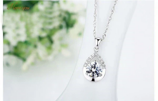 1.5ctジルコニアクリアドロップパヴェペンダントネックレス【カウシェファーム収穫対象商品】