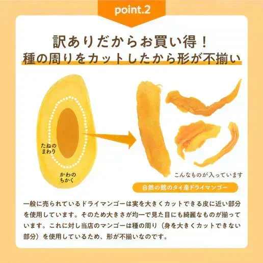 1kg(500g×2袋) 訳あり端っこタイ産ドライマンゴー