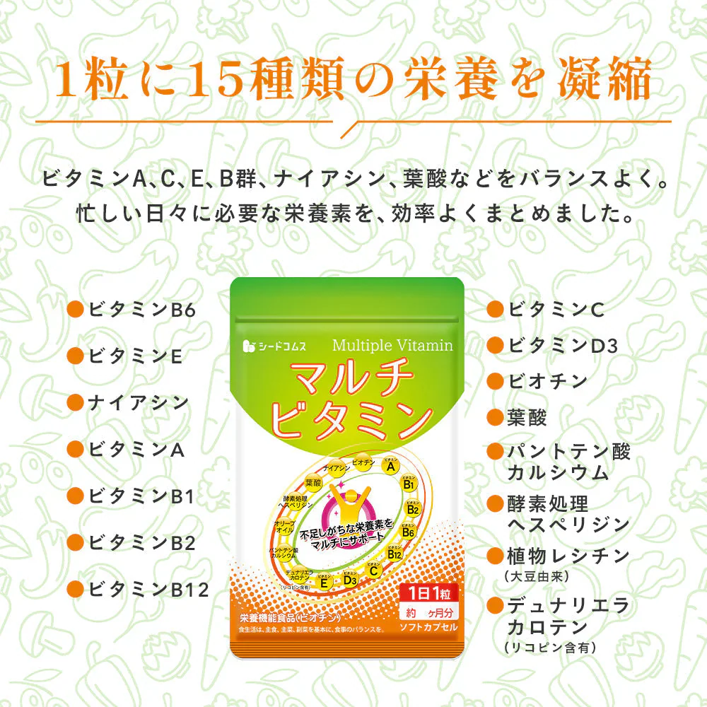 マルチビタミン《約3ヶ月分》ネコポス送料無料　サプリ/サプリメント/ビオチン/ビタミンサプリ/ ミネラル 葉酸 ナイアシン ビオチン パントテン酸 レシチン【大容量】