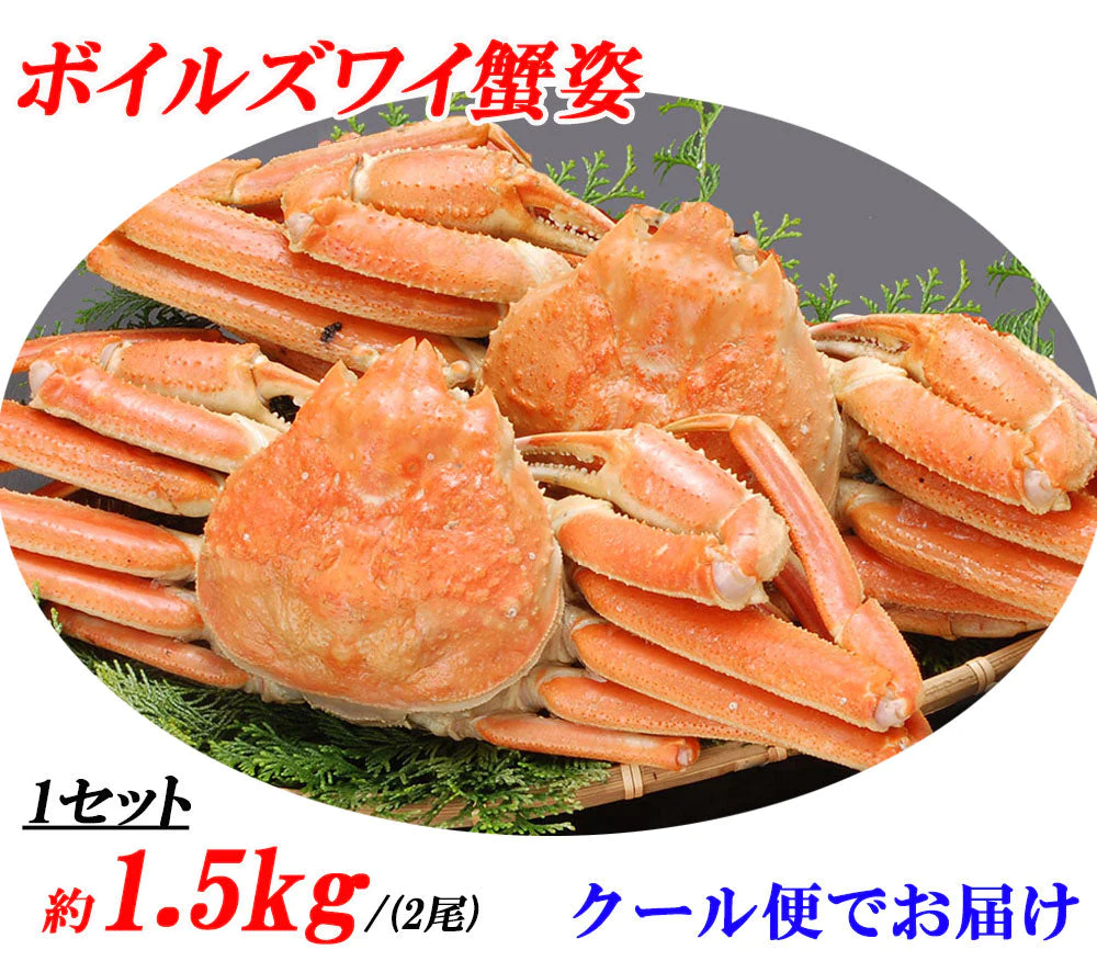 ズワイガニ姿 2尾 ズワイガニ姿ボイル ボイルズワイガニ姿 1.5kg ズワイガニ ずわい蟹 カニ姿 蟹姿 蟹 カニ かに 年末年始 メーカー直送　shr-012