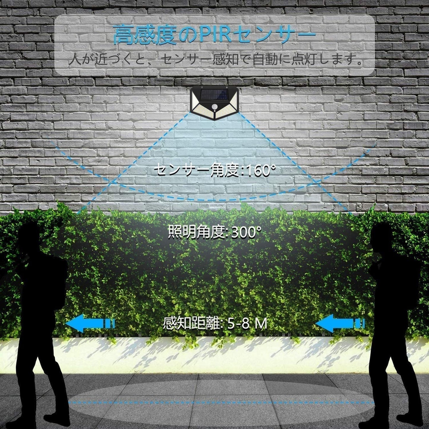 (2個)LED センサーライト ソーラーセンサー街路灯 　屋外 ソーラー人感センサー　防犯ライト 外灯 玄関灯 太陽光発電 スイッチ付き 簡単に取付 屋外/駐車場/玄関/廊下/軒先/庭/ガーデン(w006)