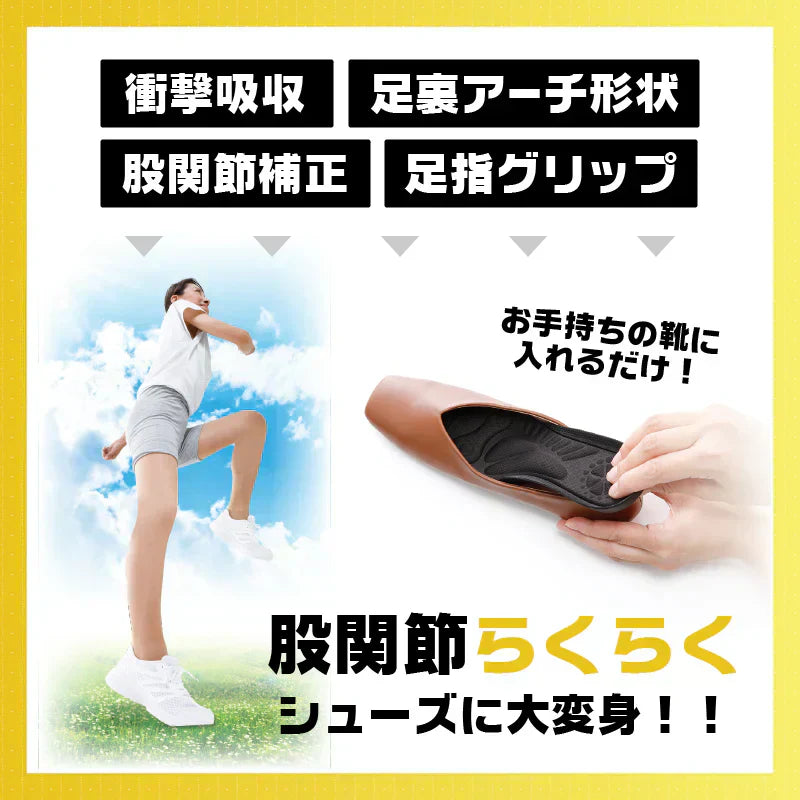 股関節ムーブサポートインソール・Mサイズ【衝撃吸収 アーチサポート かかと 股関節痛 股関節 痛み軽減 対策 O脚 中敷き中敷 土踏まず 補正 偏平足 靴底】腰痛に悩むシューフィッター　腰痛対策特化型インソール　身体の歪みを補正　股関節補正機能　中敷き インソール 中敷 シューフィッター 理学療法士 股関節 3Dアーチ 内側傾斜 ハニカムゲル 指滑り防止 内側重心 クッション 靴脱げ防止 グッズ おすすめ 通販 人気