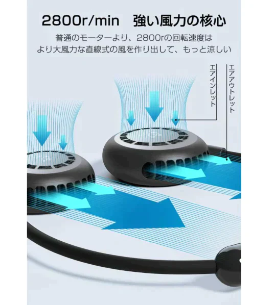 【SUPER在庫処分市】「ブラック」首かけ扇風機 ハンディファン マスクの蒸れ対策 首掛けファン ネッククーラー 扇風機 熱中症対策 usb充電 オシャレ アウドドア ギフト