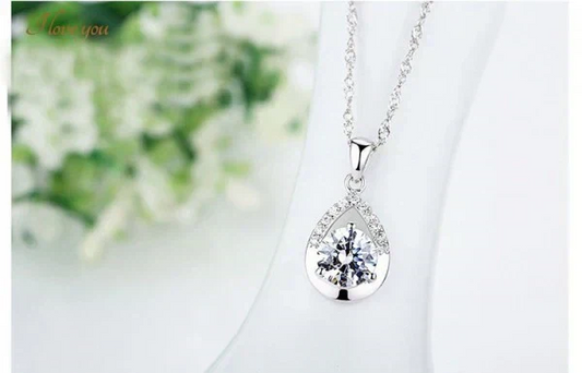 1.5ctジルコニアクリアドロップパヴェペンダントネックレス【カウシェファーム収穫対象商品】
