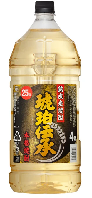 福徳長酒類 熟成麦焼酎 琥珀伝承 25度 4000ml 4L 1本【ご注文は4本まで1個口配送可能】