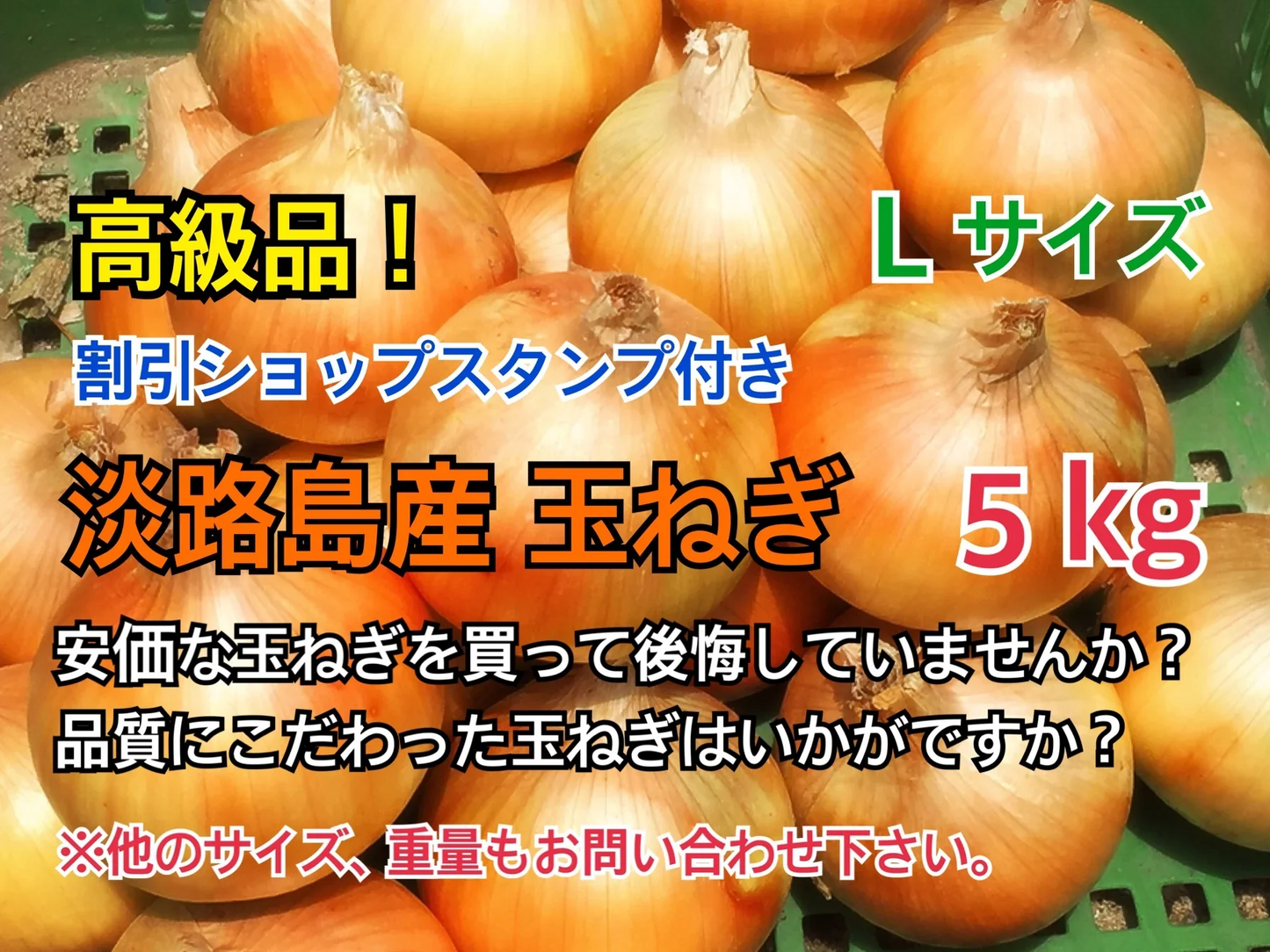 最高品質 淡路島産 玉ねぎ Lサイズ 5kg 送料無料 割引ショップスタンプ付