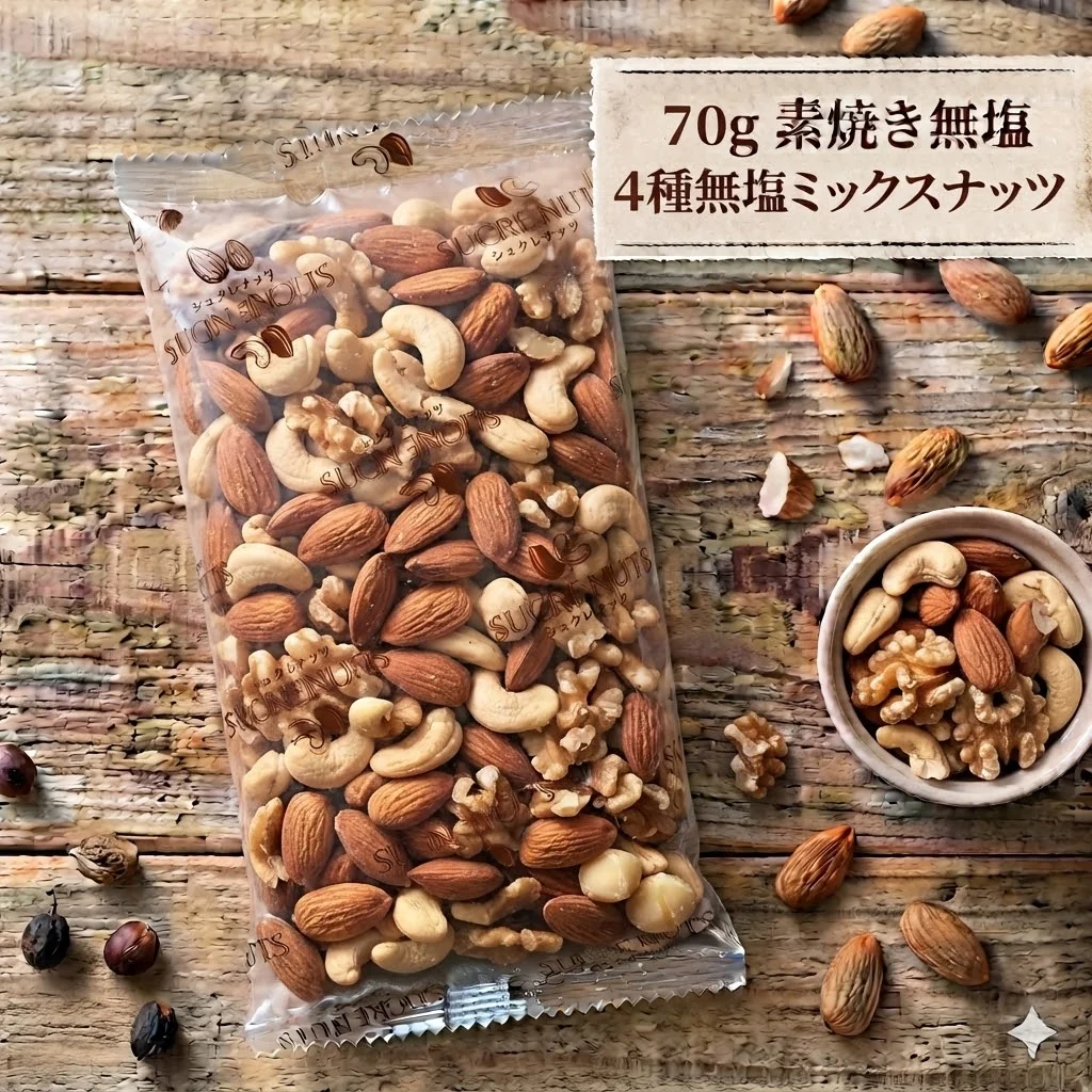 70g 4種 無塩 ミックスナッツ【カウシェファーム収穫対象商品】