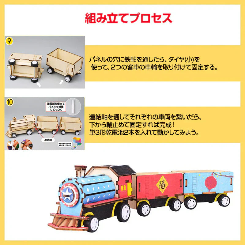 工作キット 機関車 模型 列車 電車 おもちゃ 子供 小学生 自由研究 DIY 実験 夏休み 冬休み 組立簡単 理科 科学 STEM教育 モーター 減速機 知育玩具 教材 制作