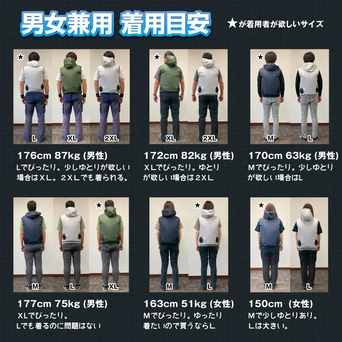 空調ベスト お手軽風冷ベスト 白XXL フルセット 1組【発送時期は商品説明参照】