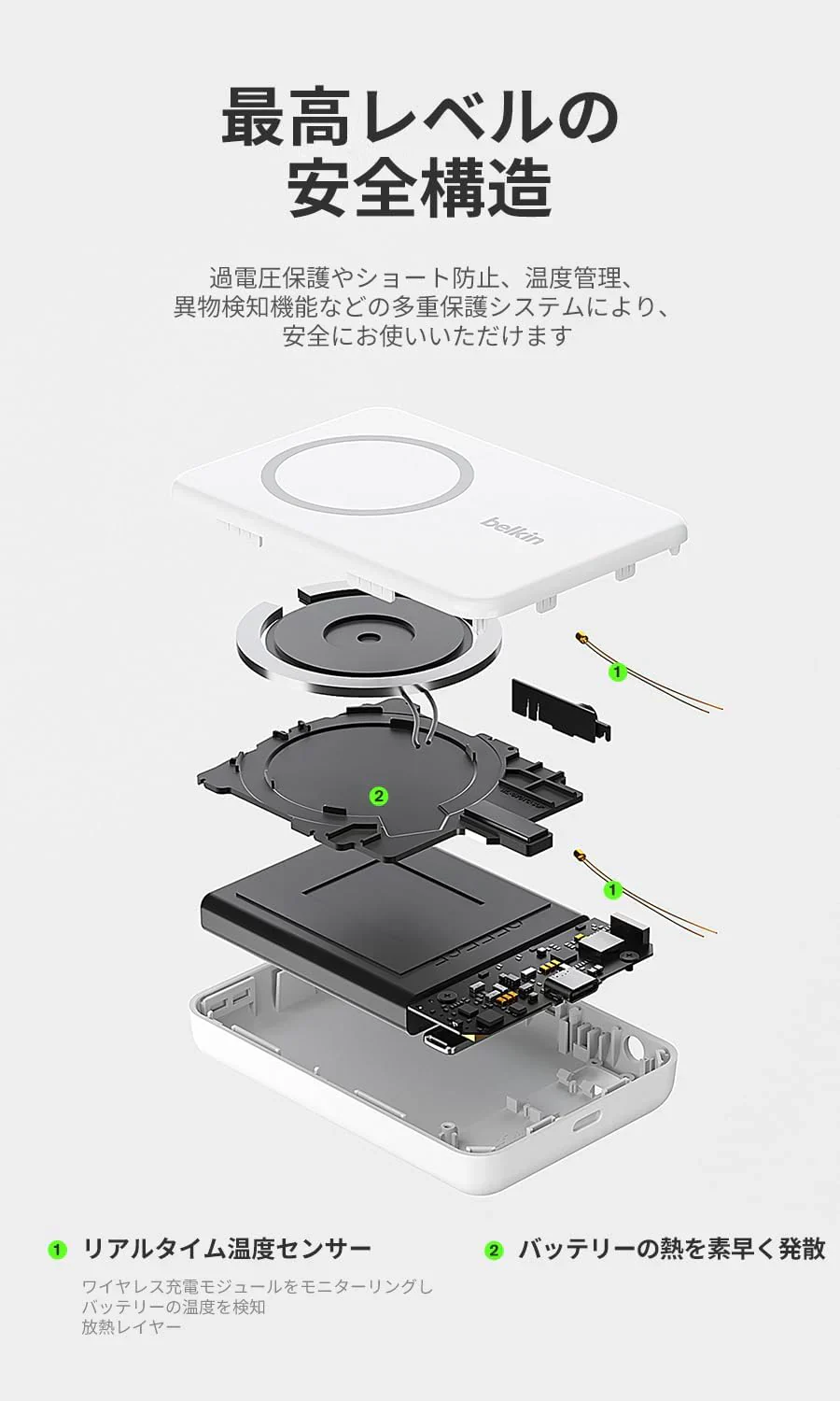 【ディズニー 限定モデル 創立100周年 】 Belkin モバイルバッテリー ワイヤレス 5000mAh(7.5W) MagSafe対応 パススルー充電対応 PSE