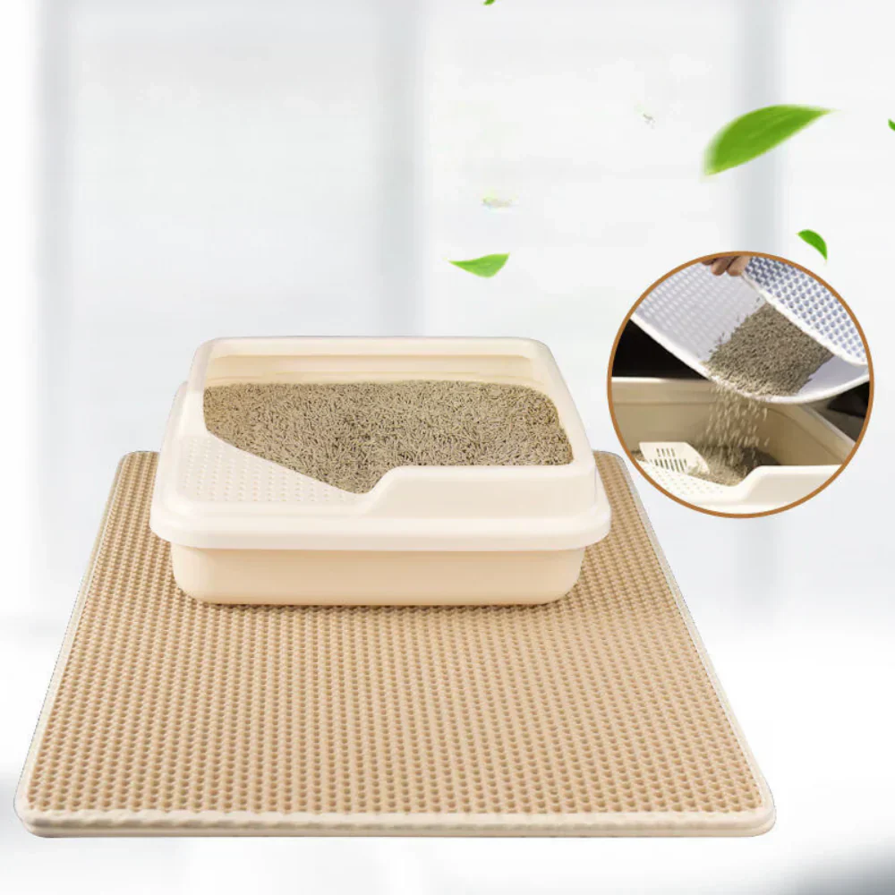 (ベージュ) 猫砂マット ネコ砂 30×45 洗える 再利用 トイレマット 砂取りマット 飛び散り防止 トイレ用品 ペット マット 防水 小さめ