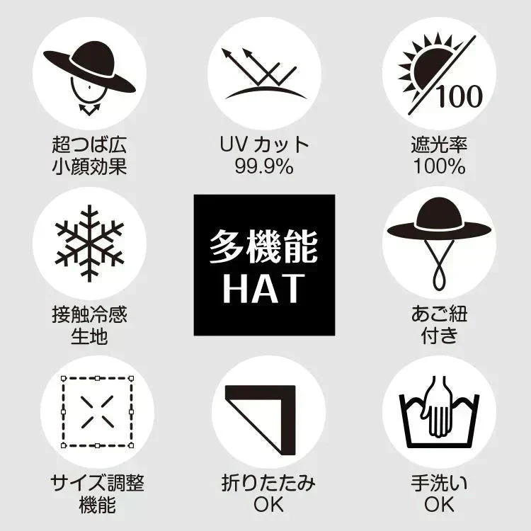 帽子 「つば長タイプ・ライトグレー」 レディース 大きいサイズ 遮光100％ 接触冷感 UVカット つば広 折りたたみ 飛ばない 日よけ 春夏 あご紐 小顔効果 大きめ おしゃれ 可愛い 母の日 お花見